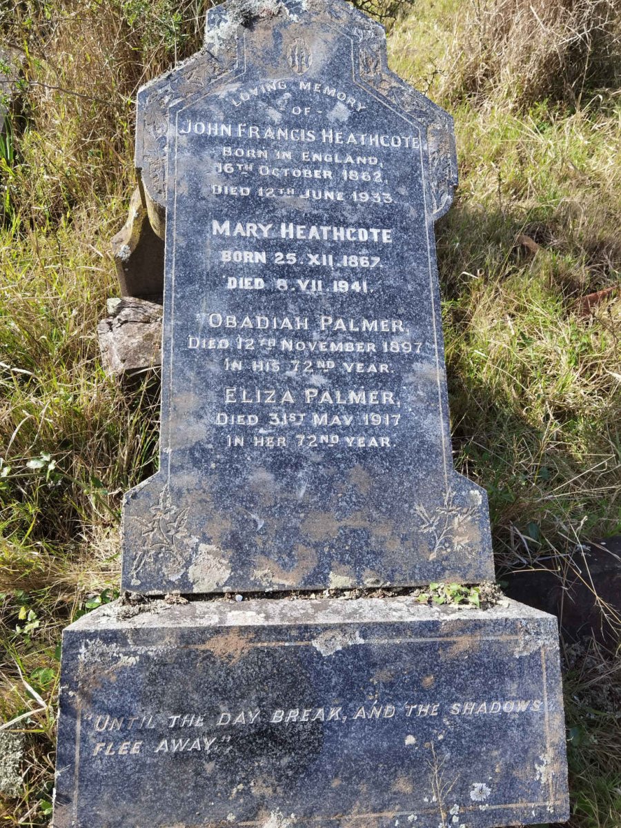 HEATHCOTE John Francis 1862-1933 &amp; Mary 1867-1941 :: PALMER Obadiah -1897 :: PALMER Eliza -1917