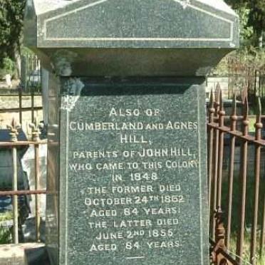 HILL Cumberland -1862 &amp; Agnes HILL -1855 :: HILL John -1877 &amp; Celia Jane HILL -1883