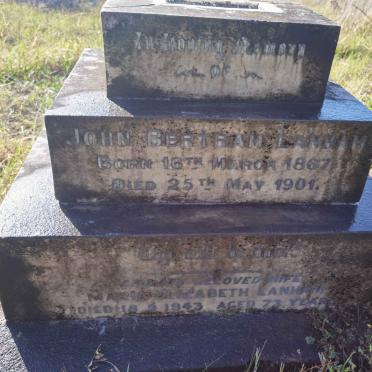 LANHAM Robert Bertram 1867-1901 &amp; Maria Elizabeth -1943