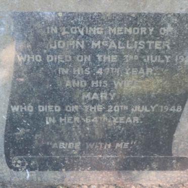 McALLISTER John 1924 &amp; Mary -1948