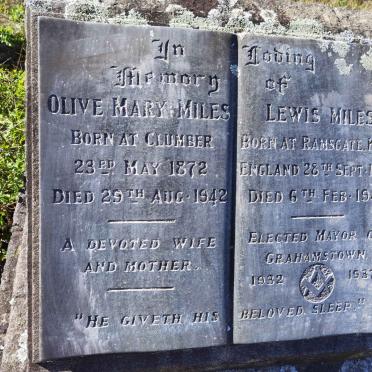 MILES Lewis 1871-1943 &amp; Olive Mary 1872-1942