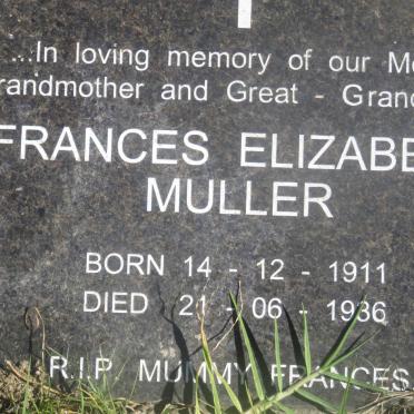 MULLER Frances Elizabeth 1911-1936