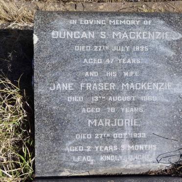 MACKENZIE Duncan S. -1935 &amp; Jane Fraser -1969 :: MACKENZIE Marjorie -1933