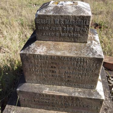 MARSHALL Herbert W.B. -1874 :: MARSHALL Harry M. -1888 :: MARSHALL Bertha L. -1897 :: MARSHALL Emma Eliza -1935