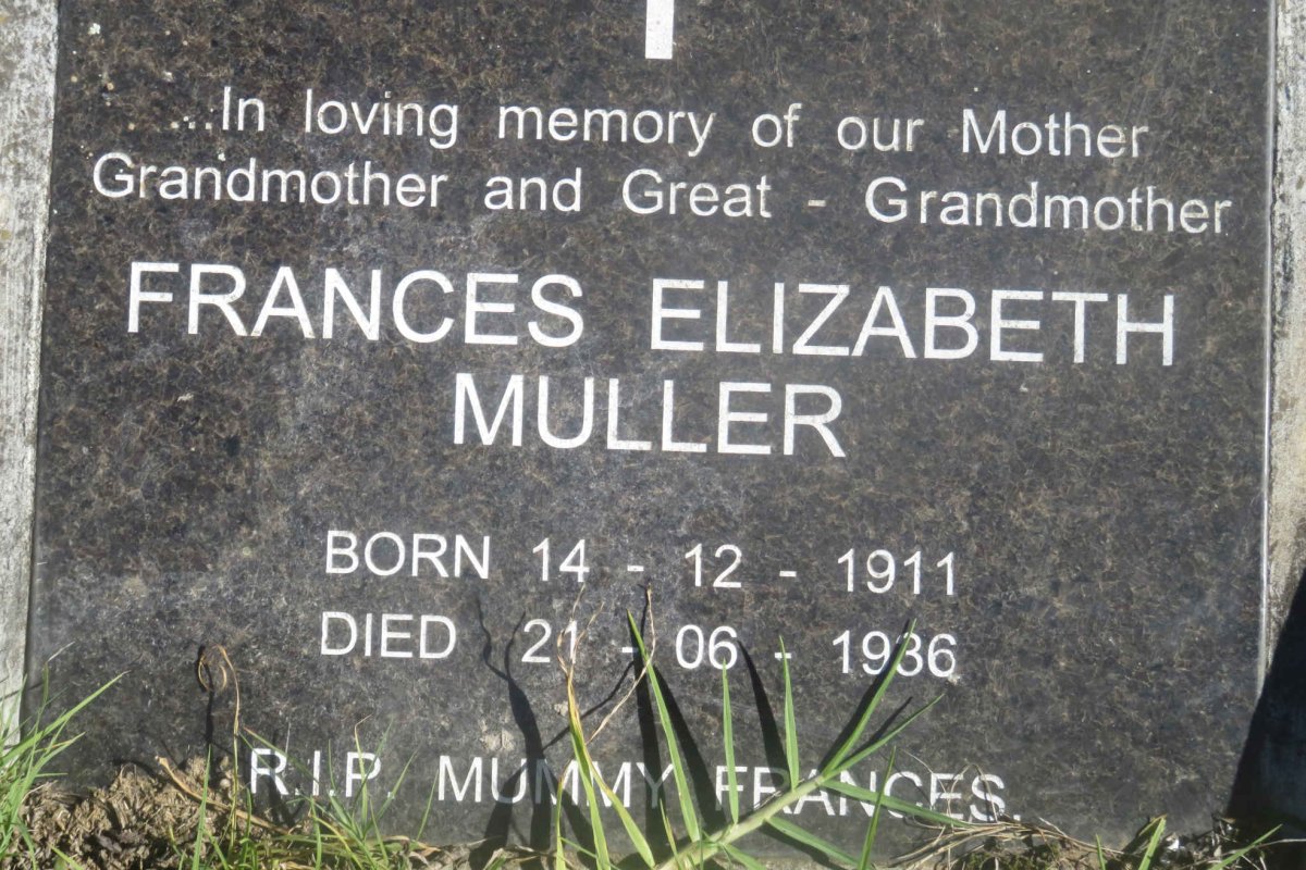 MULLER Frances Elizabeth 1911-1936