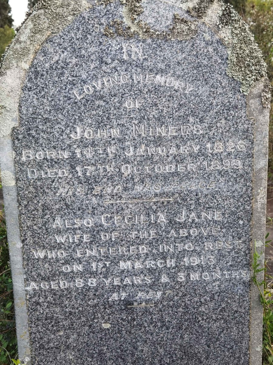 MINERS John 1826-1899 &amp; Cecilia Jane -1913