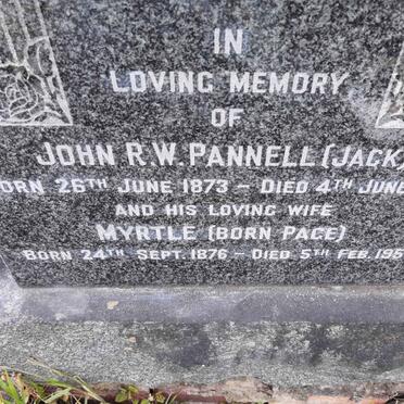 PANNELL John R.W. 1873-1951 &amp; Myrtle PAGE 1876-1953