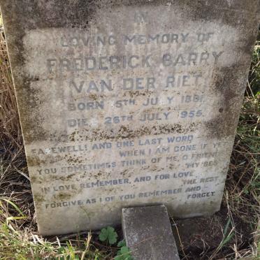 RIET Frederick Barry, van der 1881-1955