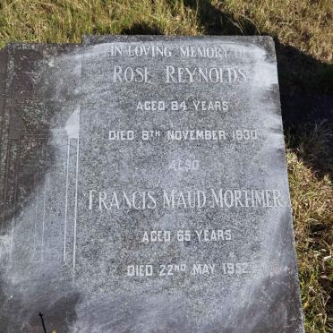 REYNOLDS Rose -1930 :: MORTIMER Francis Maud -1952