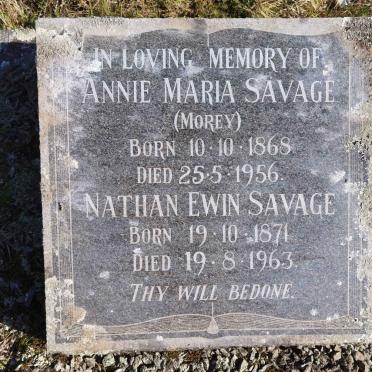 SAVAGE Nathan Ewin 1871-1963 &amp; Annie Maria MOREY 1868-1956