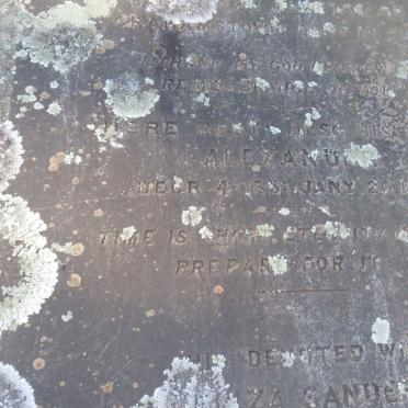 SANDERS ? 18??-187? &amp; Eliza 18??-1906 :: SANDERS Alexander 1851-1852
