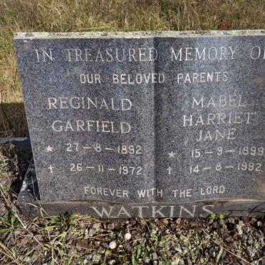 WATKINS Reginald Garfield 1892-1972 &amp; Mabel Harriet Jane 1899-1982