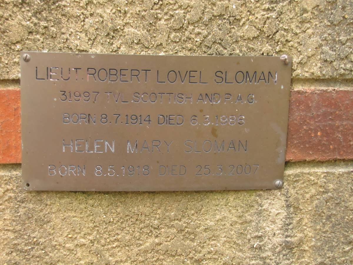 SLOMAN Robert Lovel 1914-1986 &amp; Helen Mary 1918-2007