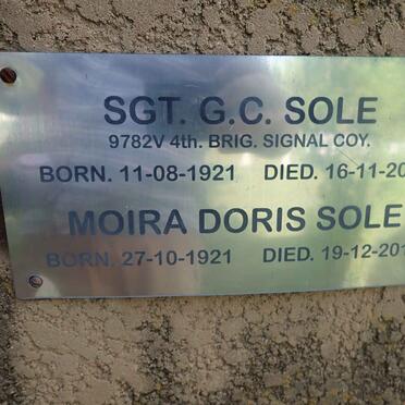 SOLE G.C. 1921-2003 &amp; Moira Doris 1921-2013