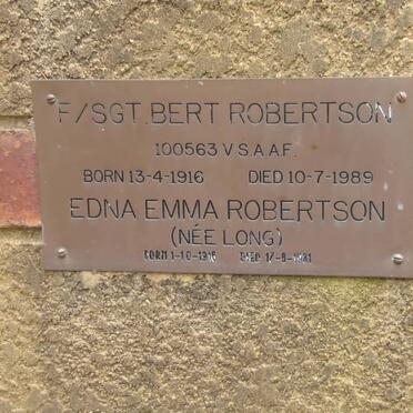 ROBERTSON Bert 1916-1989 &amp; Edna Emma LONG 1916-1981