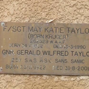 TAYLOR Gerald Wilfred 1922-2001 &amp; May Katie KRUGER 1922-1990