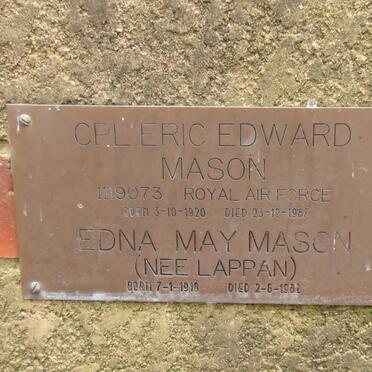 MASON Eric Edward 1920-1957 &amp; Edna May LAPPAN 1918-1982
