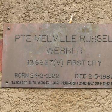 WEBBER Melville Russell 1922-1987 &amp; Margaret Ruth MUMFORD 1927-1997