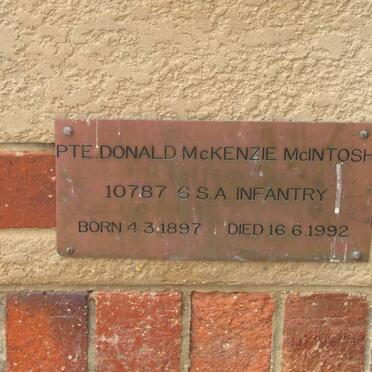 McINTOSH Donald McKENZIE 1897-1992