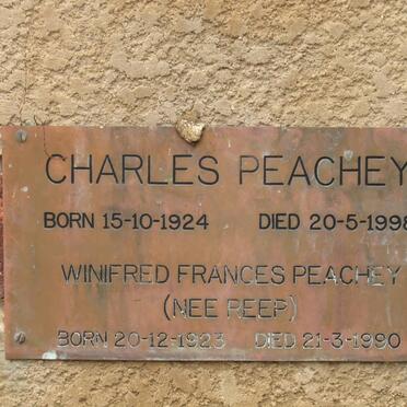 PEACHEY Charles 1924-1998 &amp; Winifred Frances REEP 1923-1990