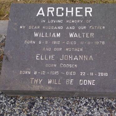 ARCHER William Walter 1912-1978 &amp; Ellie Johanna GOOSEN 1915-2010