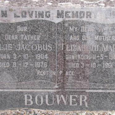 BOUWER Alie Jacobus 1904-I976 &amp; Elizabeth Mary KOCH 1905-1961