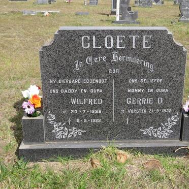 CLOETE Wilfred 1926-1982 &amp; Gerrie D. VORSTER 1932-