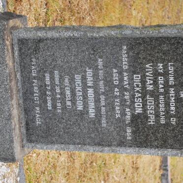 DICKASON Vivian Joseph -1958 &amp; Joan Norman EMSLIE 1918-2009