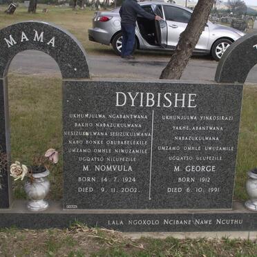 DYIBISHE M. George 1912-1991 &amp; M. Nomvula 1924-2002