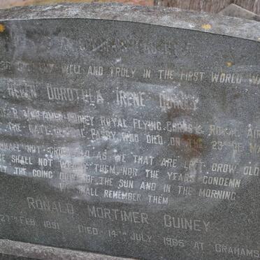GUINEY Ronald Mortimer 1851-1965 &amp; Helen Dorothea Irene -1964