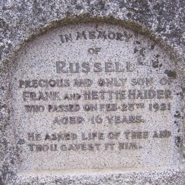 HAIDER Russell -1921 