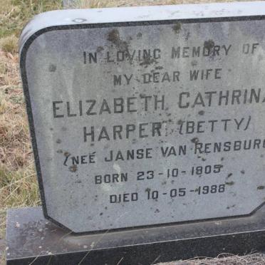 HARPER Elizabeth Cathrina nee JANSE VAN RENSBURG 1905-1988
