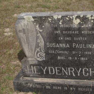 HEYDENRYGH Susanna Paulina nee GROUS 1936-1983