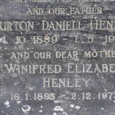 HENLEY Burton Daniell 1889-1966 &amp; Winifred Elizabeth 1893-1973