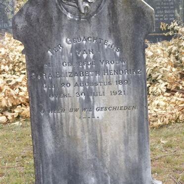 HENDRIKZ Sara Elizabeth 1891-1921