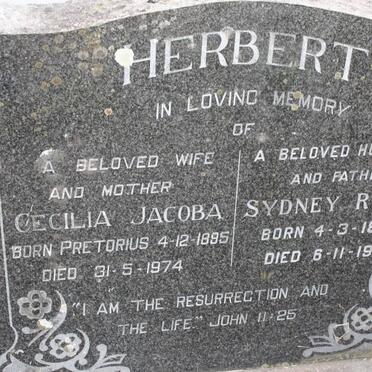 HERBERT Sydney Rose 1892-1979 &amp; Cecilia Jacoba PRETORIUS 1895-1974