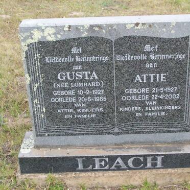 LEACH Attie 1927-2002 &amp; Gusta LOMBARD 1927-1985