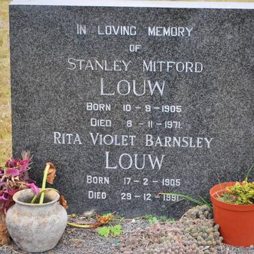 LOUW Stanley Mitford 1905-1971 &amp; Rita Violet Barnsley 1905-1991