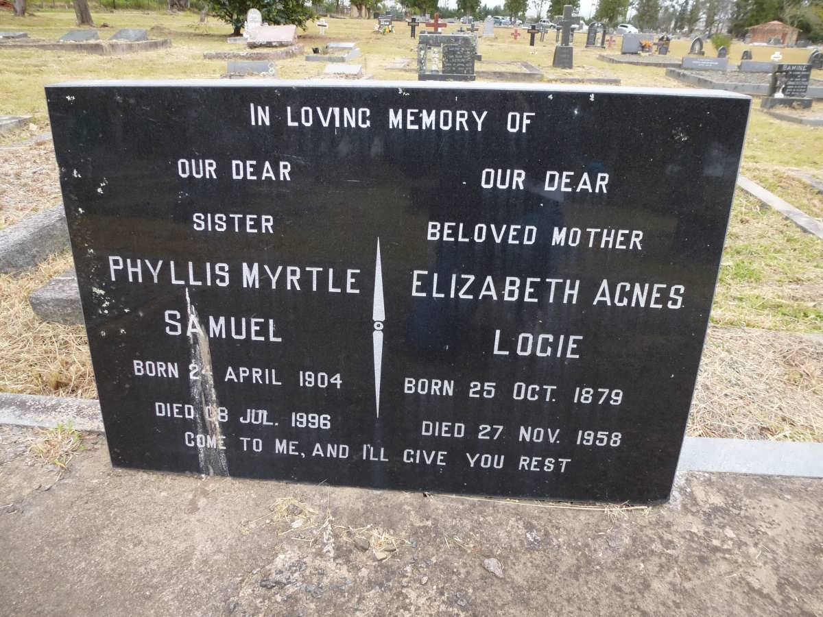 LOGIE Elizabeth Agnes 1879-1958 :: SAMUEL Phyllis Myrtle 1904-1996