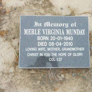 MUNDAY Merle Virginia 1940-2010