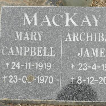 MACKAY Archibald James 1923-2003 &amp; Mary Campbell 1919-1970
