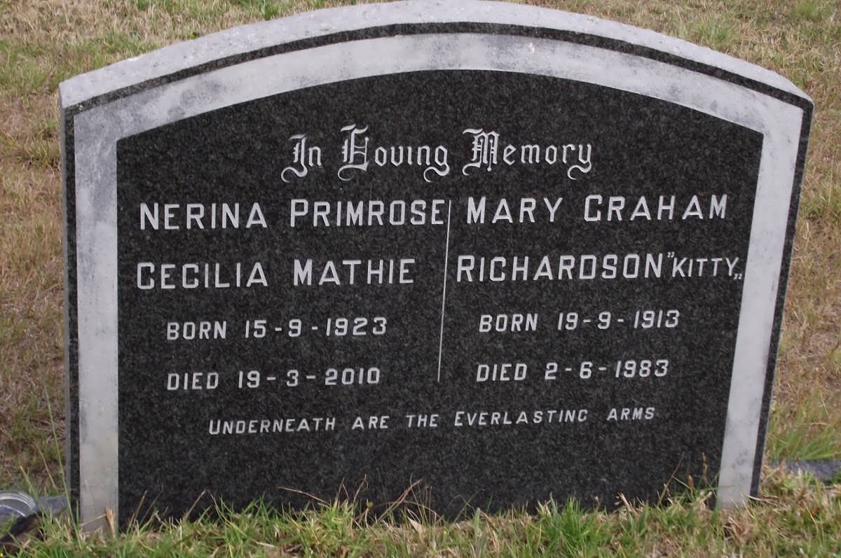 MATHIE Nerina Primrose Cecilia 1923-2010 :: RICHARDSON Mary Graham 1913-1983
