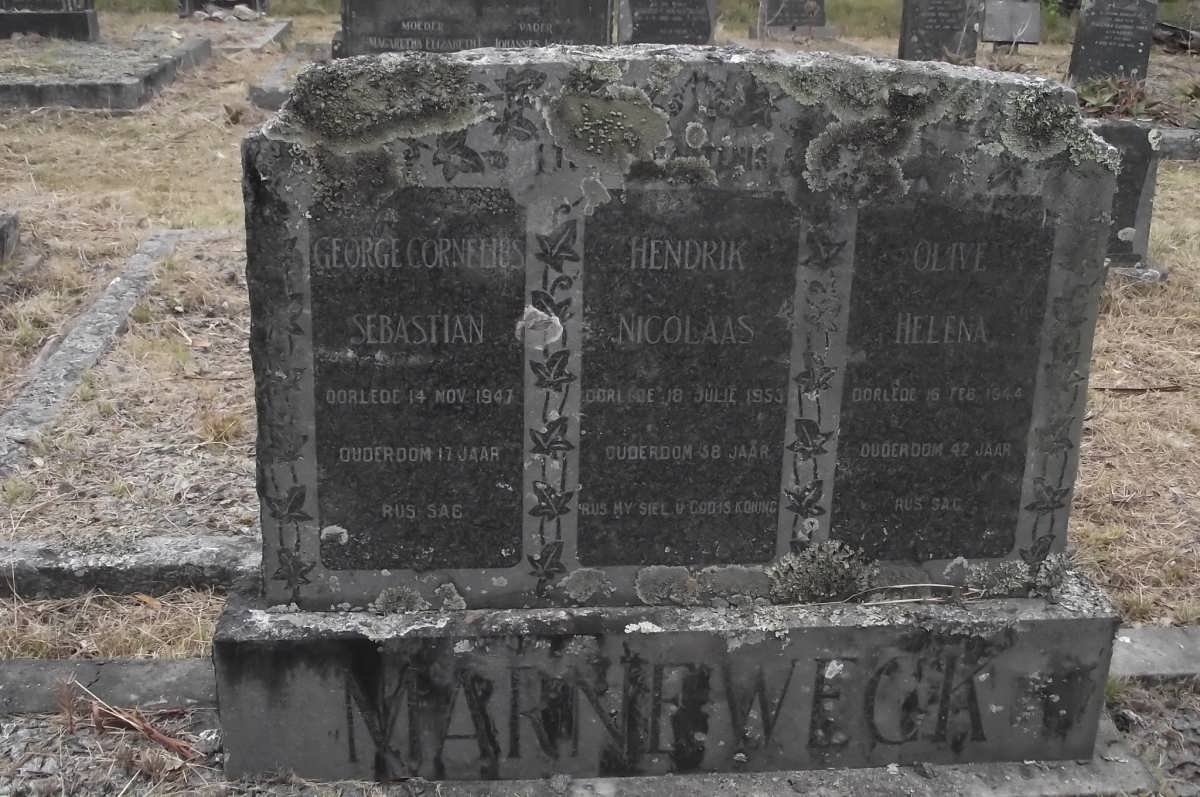 MARNEWECK Hendrik Nicolaas -1953 &amp; Olive Helena -1944 :: MARNEWECK George Cornelius Sebastian -1947