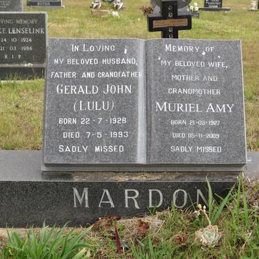MARDON Gerald John 1928-1993 &amp; Muriel Amy 1927-2009