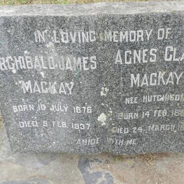 MACKAY Archibald James 1876-1937 &amp; Agnes Clark HUTCHISON 1882-1947