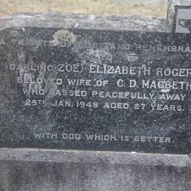 MACBETH Elizabeth nee ROGERS -1948