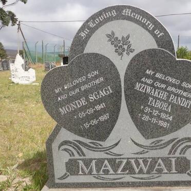 MAZWAI Monde Sgagi 1941-1987 :: MAZWAI Mziwakhe Pandit Tabora 1954-1981