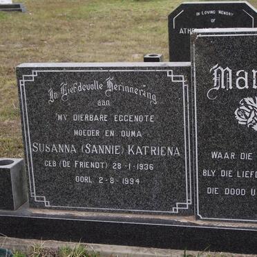 MARAIS Susanna Katriena DE FRIENDT 1936-1994