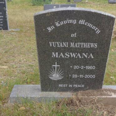MASWANA Vuyani Matthews 1960-2000