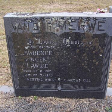 MERWE Lawrence Vincent, van der 1917-1977